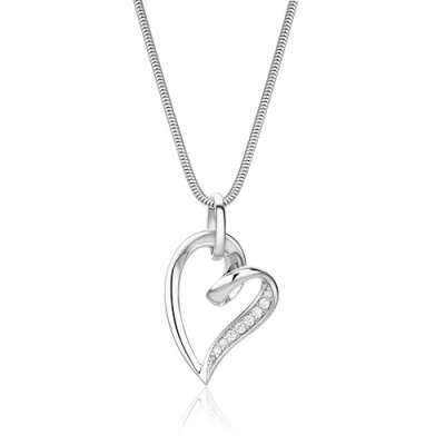 Immagine di Miore Collana Cuore Donna con Zirconi in Argento Sterling 925, Ciondolo Catena dal design moderno, anallergico. Catenina Coda di Topo Lunga Cm 45