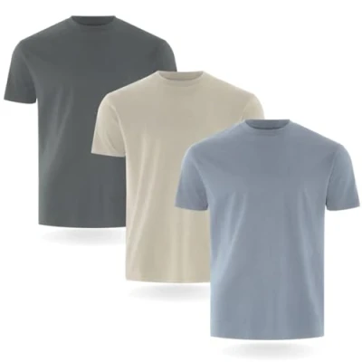Immagine di FM London Confezione da 3/5 Maglietta Uomo T Shirt Premium con Design Leggermente Aderente Super Morbida Realizzata in Cotone 100%