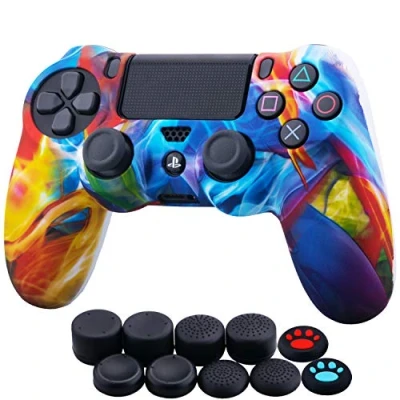 Immagine di YoRHa Water Transfer Printing (Flusso Colorato) Custodia in Silicone Cover per PS4/Slim/Pro Dualshock 4 Controller x 1 con Manopole Thumb Grips 10