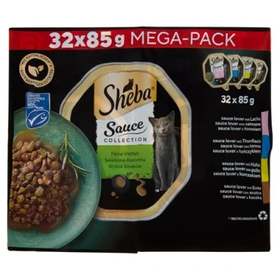 Immagine di Sheba Sauce Collection Selezione Assortita Cibo Umido per Gatti, 32 Vaschette da 85 g