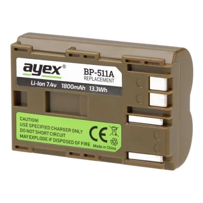 Immagine di ayex batteria BP 511A Li Ion per Canon EOS 1d, 5d, 10d, 20d, 30d, 40d, 50d, D10, D20, D30, D60, 300d