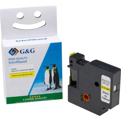 Immagine di G&amp;G D1 Cassetta nastro Colore Nastro: Giallo carattere: Nero 9 mm 7 m