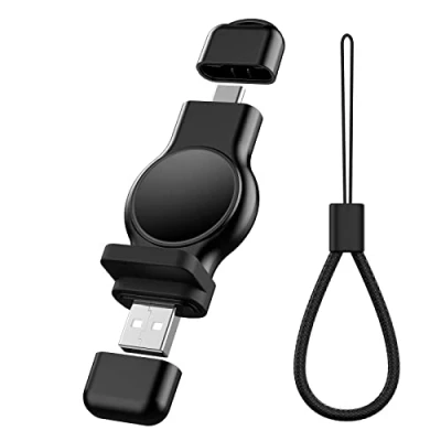Immagine di USB A &amp; C Caricabatterie wireless per Apple Watch Portable iWatch Charger, Travel Cordless Charger with Light Weight Magnetic Quick Charge for Series 7/6/5/4/3/2/1/SE (Black)
