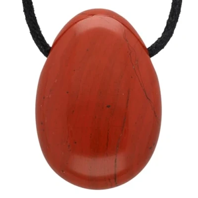 Immagine di Lebensquelle Plus Ciondolo a goccia con Diaspro rosso in Pietra perforata nastro di cotone preziosa alta qualità, semipreziosa,