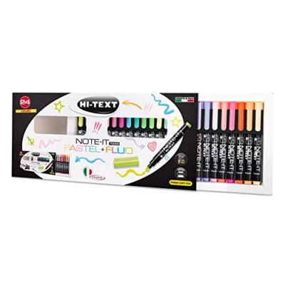 Immagine di Hi Text evidenziatori NOTE IT 7000, punta scalpello Scatola 24 pz. 14 colori pastello + 10 fluo