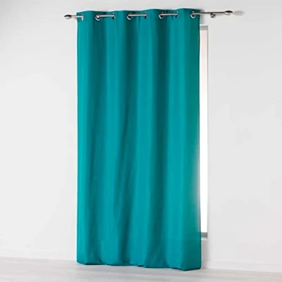 Immagine di douceur d&#039;Intérieur tenda a occhielli microfibra unita assoluto, Poliestere, blu, 280 x 140 cm