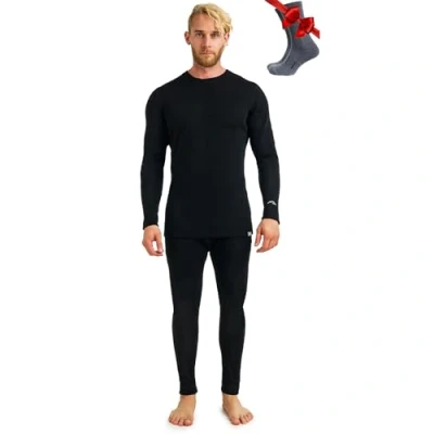 Immagine di Merino.tech Intimo Termico Uomo Lana Merinos Traspirante Completo Maglia e Pantaloni, Merinos, Base Layer Merino Set (X Large, 320 Black)