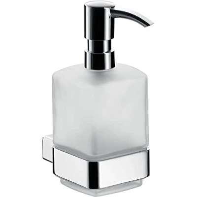 Immagine di EMCO dispenser di sapone da parete loft, elegante e compatto in alluminio cristallo, a pompa alta qualità, cromato satinato