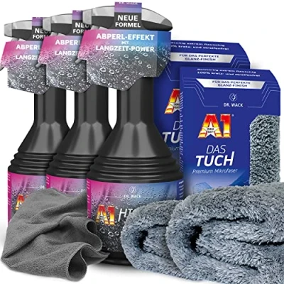 Immagine di detailzone Set per la cura dell&#039;auto: 3 x Dr. Wack A1 HIGH END Spray Wax + 2 DAS panno in microfibra premium 40 cm