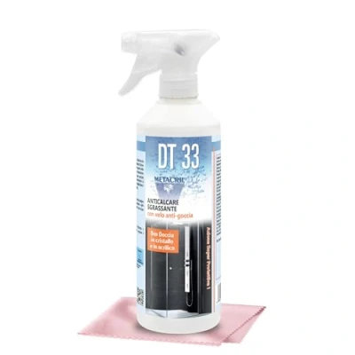 Immagine di Metacril Detergente e Disincrostante antigoccia per box doccia DT33 500ml con vapo + pannetto multiuso. Ideale tutti i tipi di doccia, qualsiasi marca modello