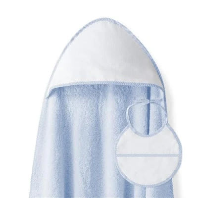 Immagine di Neonato Accappatoio con Cappuccio 1x1 m · PUNTO DE CRUZ LISO azul BAVAGLINO 100% COTONE Asciugamani per bambini