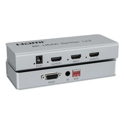 Immagine di 8K 60HZ HDMI Splitter 1x2, 1x2 HDR 2.1 ripartitore video 1 in 2 Out 4K 120Hz HDCP 2.3 RS232 EDID per ps5 Xbox PC TV (1X2)