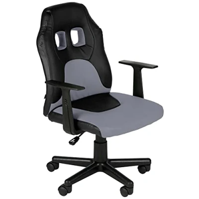 Immagine di CLP Sedia per Bambini Fun con braccioli I Cameretta Ragazzi Imbottita in Similpelle 40 50 CM, Colore:Nero/Grigio
