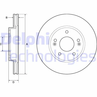Immagine di DELPHI BG4745C Disco freno 280 23 5 ventilato rivestito non trattato senza cuscinetto ruota, anello sensore ABS HYUNDAI: i30 II Hatchback