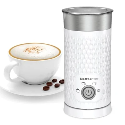 Immagine di SIMPLETASTE Montalatte Elettrico 4 in 1, Cappuccinatore per Schiumare Latte Caldo e Freddo, Riscaldare Preparare Cioccolata Calda, Ideale Fare Latte, Macchiato Cappuccino