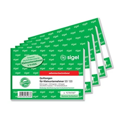 Immagine di Sigel SD120 ricevute per piccolo imprenditore, con pressione di sicurezza, selbstdurchschreibend A6 quer 5 pezzi