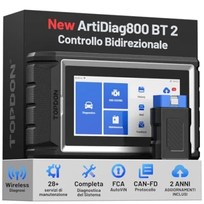 Immagine di TOPDON ArtiDiag800 BT Scanner Diagnostico per Auto, 28 Funzioni di Servizio + Diagnostica Completa del Sistema, Aggiornamento Online a Vita, Auto Professionale Connessioni Wireless