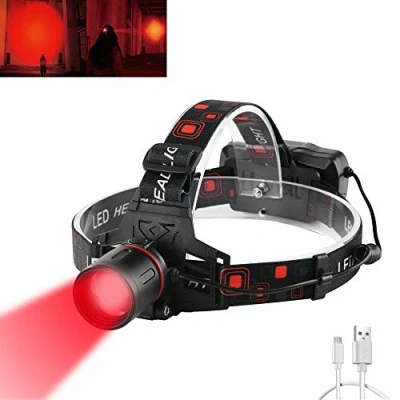 Immagine di WESLITE Lampada Frontale Rossa, 1000 Lumen Torcia Ricaricabile con Luce Rossa Lampade da Testa Rosso per la Caccia Zoom in Grado Astronomia, Visione Notturna e Campeggio (Luce Rossa)