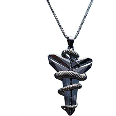 Immagine di LONGB Souvenir Della Collana Del Pendente Serpente Di Mamba Per Le Donne Degli Uomini,Argento