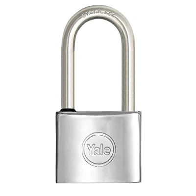 Immagine di YALE Lucchetto marino in ottone Y1150030080X, larghezza corpo 30 mm, arco lungo acciaio inossidabile da 15 con anello gomma e doppio sistema di chiusura
