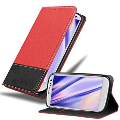 Immagine di Cadorabo Custodia Libro per Samsung Galaxy S3 / NEO in ROSSO NERO con Vani di Carte, Funzione Stand e Chiusura Magnetica Portafoglio Cover Case Wallet Book Etui Protezione