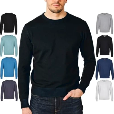 Immagine di Castle Point Maglione Pullover da Uomo in Cotone 100%, Girocollo, Nero, L