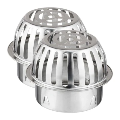 Immagine di Relaxdays Filtri per Grondaie, Set da 2, Acciaio Inox, Protezione Tubi Pluviali 100 mm, Contro l&#039;Intasamento, Argento, 9,5 x 12,5 cm
