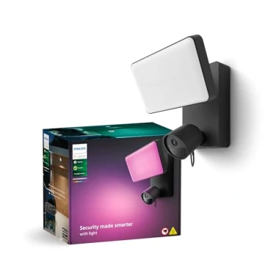 Immagine di Hue Philips Secure Telecamera di Sicurezza Smart 1080p con Faro per Esterni, Conversazione Bidirezionale, Nero