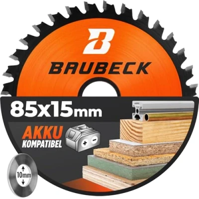 Immagine di BAUBECK Multi Materiale Batteria Lama circolare 85 x 15 sega per legno 85mm, alluminio e molto altro 85mm con anello di riduzione da 10 mm Disco 85x10mm