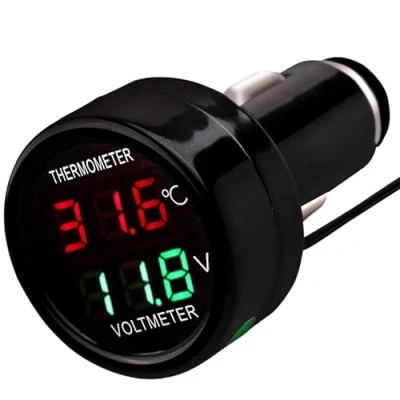 Immagine di Voltmetro digitale per auto, termometro DC 12 V, 24 36 2 in 1 LED, monitoraggio della tensione, misuratore di temperatura, misurazione camion,