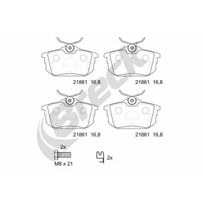 Immagine di BRECK 21861 10 704 Kit pastiglie freno con segnalatore acustico usura accessori MITSUBISHI: Colt 6, Space Star, VI CZC Cabrio
