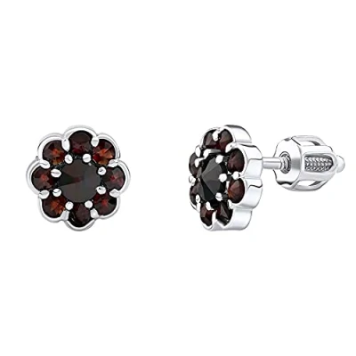 Immagine di SILVEGO Orecchini in Argento 925 con Vero Granato Ceco Fiore 8 mm, SILVEGOB380003BDS