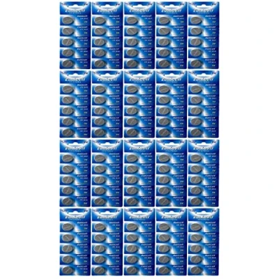 Immagine di 100 x CR2032 3V Lithium Knopfzelle 210 mAh CR 2032 (20 Blistercards a 5 Batterien) EINWEG Markenware Eunicell FBA