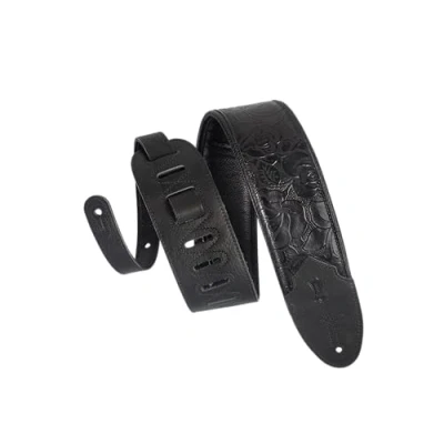Immagine di Levy&#039;s, M4WP 007 Tracolla In Pelle Sundance Black Rose 3&quot;, per Chitarra e Basso, Pelle, Con Motivi Floreali, Lunghezza Regolabile fino a 52&quot; (132 cm), Colore