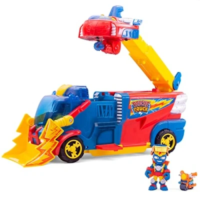 Immagine di SuperThings Rescue Truck With an extendable ladder and a detachable Ship. Includes 1 exclusive Kazoom Kid SuperThing. lights sound effects