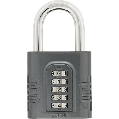 Immagine di ABUS lucchetto a combinazione 158/65 con alloggiamento in zinco pressofuso codice di regolabile individualmente livello sicurezza 8 grigio scuro