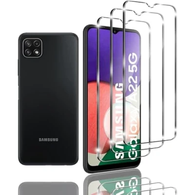 Immagine di Jinyunlai 3 Pezzi, Vetro Temperato per Samsung Galaxy A22 5G, Pellicola Prottetiva Anti Graffio, Impronte, Senza Bolle, Durezza 9H, Ultra Trasparente, Resistente, proteggi schermo