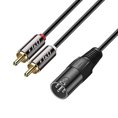 Immagine di J&amp;D XLR a 2 RCA Cavo Patch Y Spinotto, PVC Sgusciato Unbalanced 2x Cinch Maschio Audio Stereo Adattatore di Interconnessione per Altoparlante Condensatore Microfono Mixer AMP, 1,8m