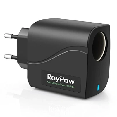 Immagine di Roypow Alimentazione Convertitore Trasformatore 24W 12V 2A AC a DC Adattatore 127V/220V Presa Accendisigari da Auto, Grigio