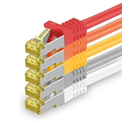 Immagine di 1aTTack.de Cavo di rete Ethernet Lan Cat.7 SFTP spina RJ45 Cat6a doppia schermatura 10000 Mbit/s compatibile con Cat5 Cat6 Cat8 per switch Router Modem Patchpanel 5 colori 01 pz 5m