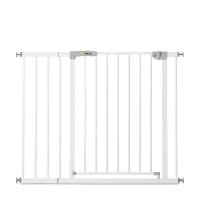 Immagine di hauck Cancelletto di Sicurezza per Bambini Open N Stop KD incl. Estensione da 21cm 96 a 101cm Fissaggio Pressione Estensibile, Porte e Scale Metallo, Bianco