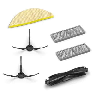 Immagine di Kärcher Set Completo di Accessori Ricambio per Robot Lavapavimenti RCV 5, Contiene un pad, due Filtri, una Spazzola Rotante e Setole Anteriori