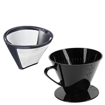 Immagine di Westmark Set da Caffp, 2 Pezzi, Filtro permanente + per Caffè Taglia 4, Acciaio Inossidabile/Plastica, Kaffee, Four, Argento/Nero, 244322E7