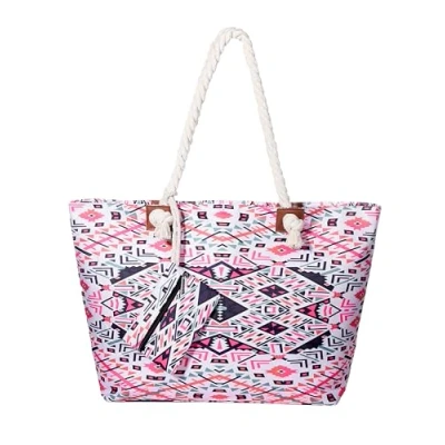 Immagine di DonDon Grande Borsa da spiaggia idrorepellente con cerniera a tracolla Shopper Caleidoscopio