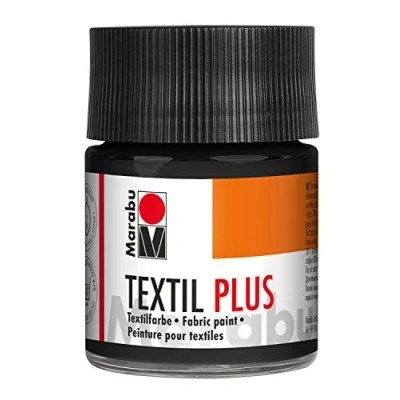 Immagine di Marabu Textil Plus Colore Scuri, Adatto per Pittura Stampa su Tessuto, Dopo Il Fissaggio, Lavabile Fino a 40, Nero, 50 ml (Confezione da 1), unità