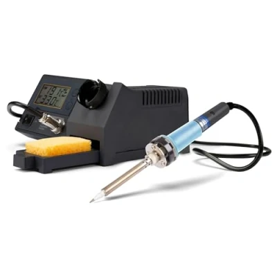 Immagine di Velleman Stazione di saldatura, regolabile, display LCD, elemento riscaldante in ceramica, 48 W, intervallo temperatura 150 450 C, grigio