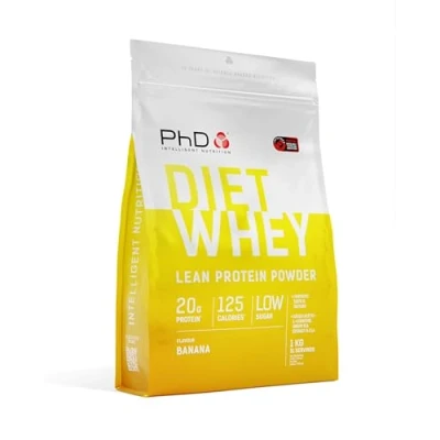 Immagine di PhD Nutrition Diet proteine in polvere Whey 1kg Banana, ipocaloriche a supporto della dieta, Con 16g di per porzione