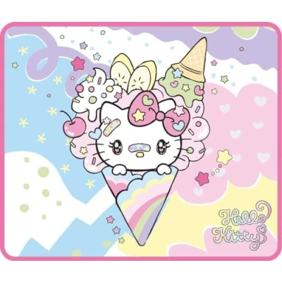 Immagine di Tappetino per mouse da gioco Konix Hello Kitty 32 x 27 cm superficie in microfibra antiscivolo gomma motivo a ghiaccio