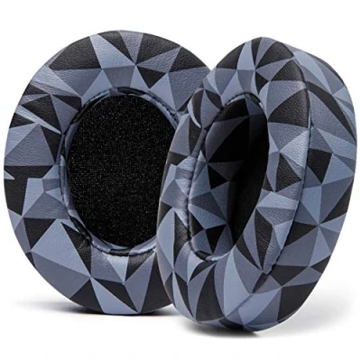 Immagine di WC Cuscini di ricambio per Beats Studio 2 e 3 (B0501, B0500) con senza fili Wicked Cushions NON SI ADATTA solo Pelle morbida, schiuma migliorata adesivo più forte Geo Grey