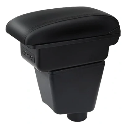 Immagine di Auto Braccioli per Captur Kaptur 2013 2017 Doppio Strato Scatola Portaoggetti Console Centrale Interna with 3 USB Charging Port Cuciture nere